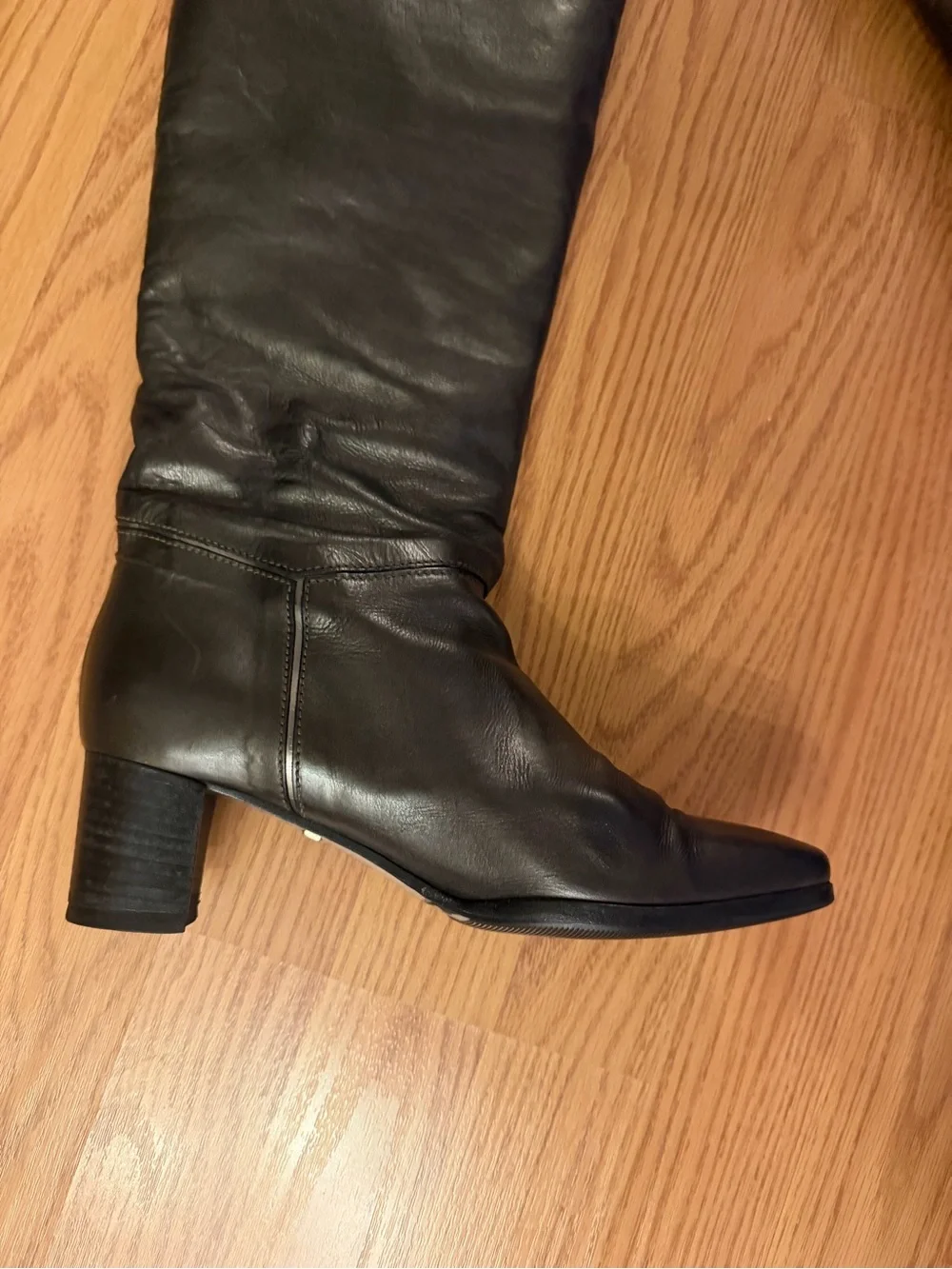 Barbara Bui Tall Black Leather Over-the-Knee Block Heel Boots